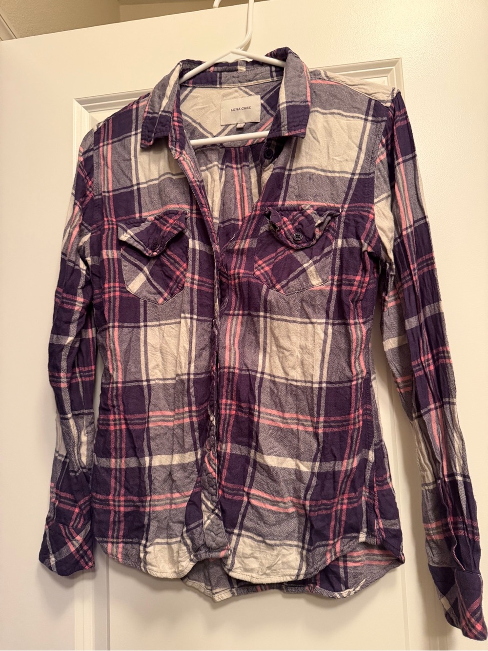 Lena Case Purple and Pink Flannel Plaid Button-Down Shirt